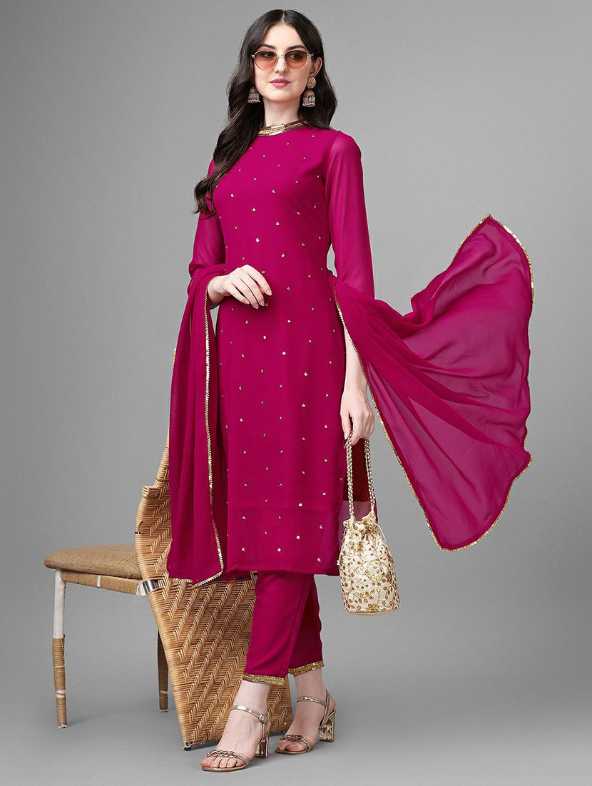embroidered kurta pant set with dupatta - 20039777 - Standard Image - 4