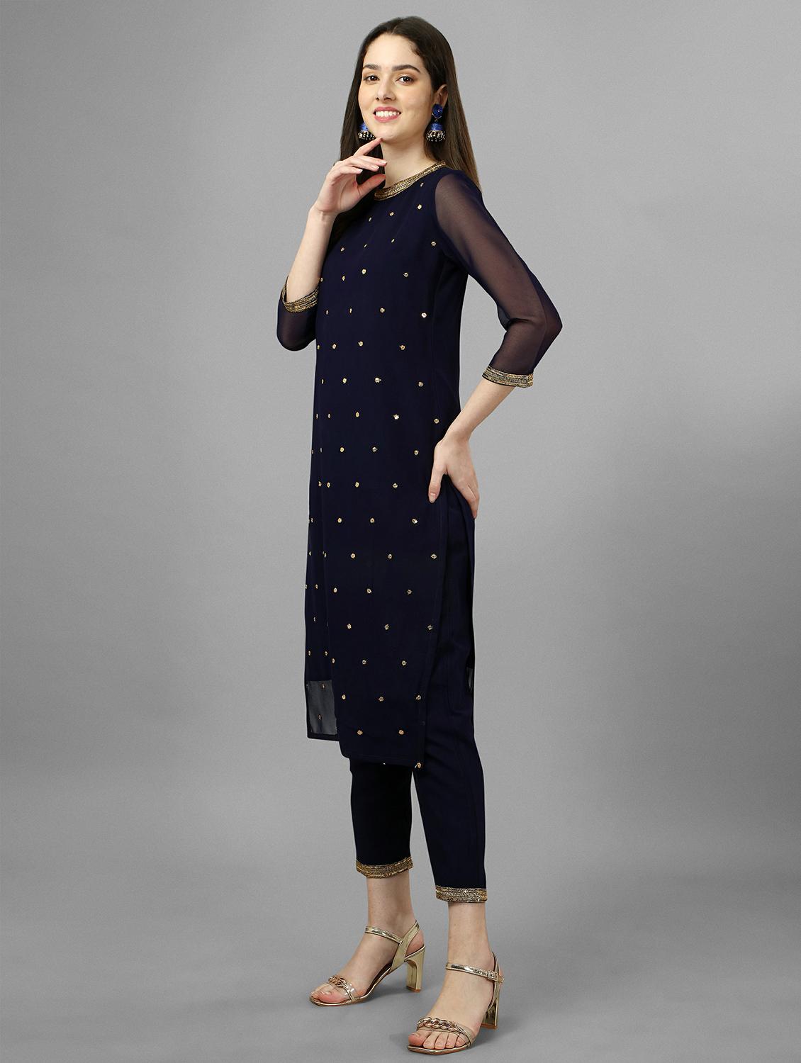 embroidered kurta pant set  - 20039789 -  Standard Image - 1