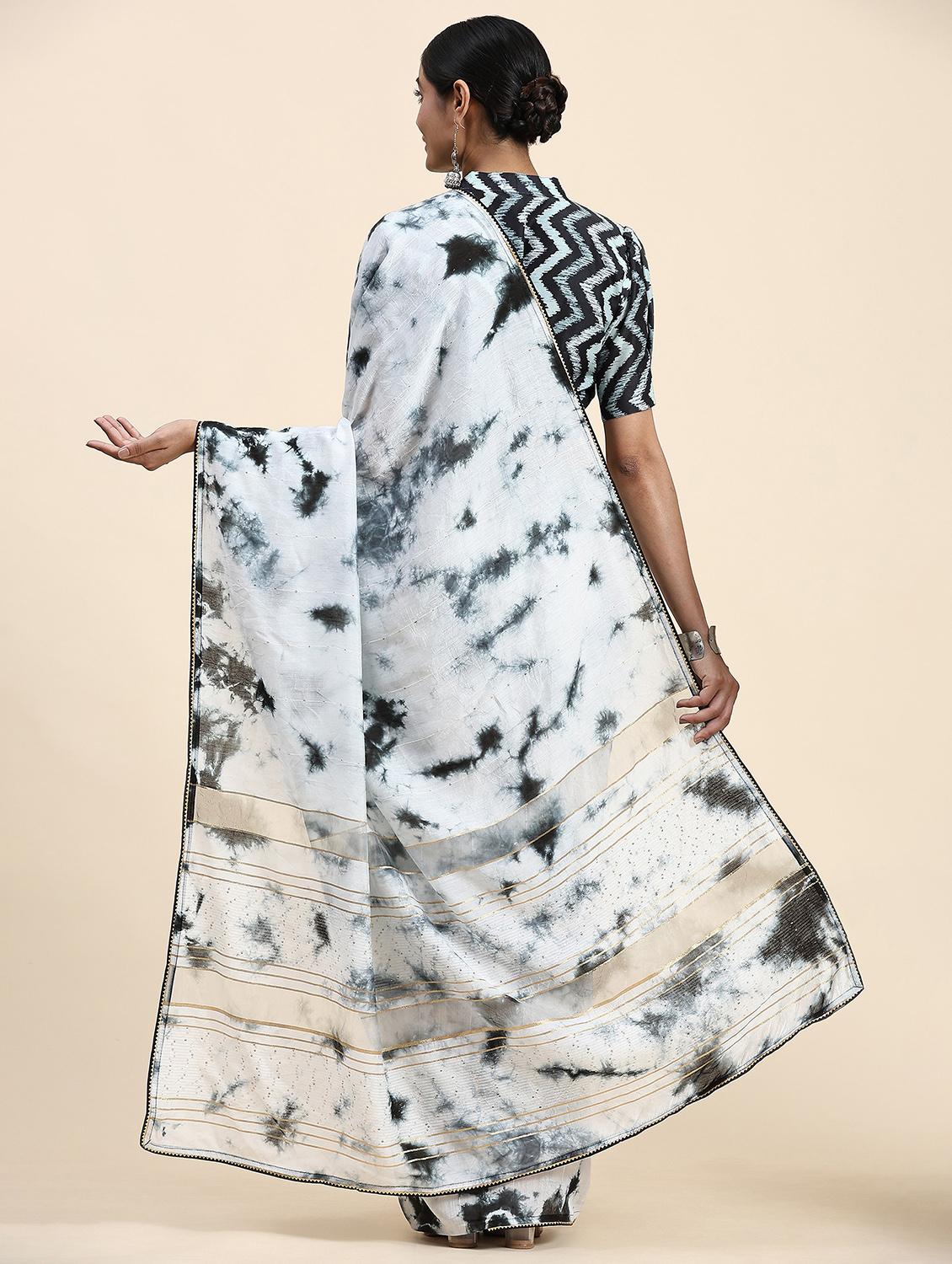 women's tie & dye black colored saree - 20040201 -  Standard Image - 1