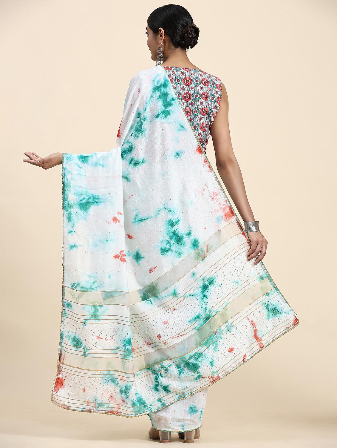 women's tie & dye sea green colored saree - 20040205 -  Standard Image - 1