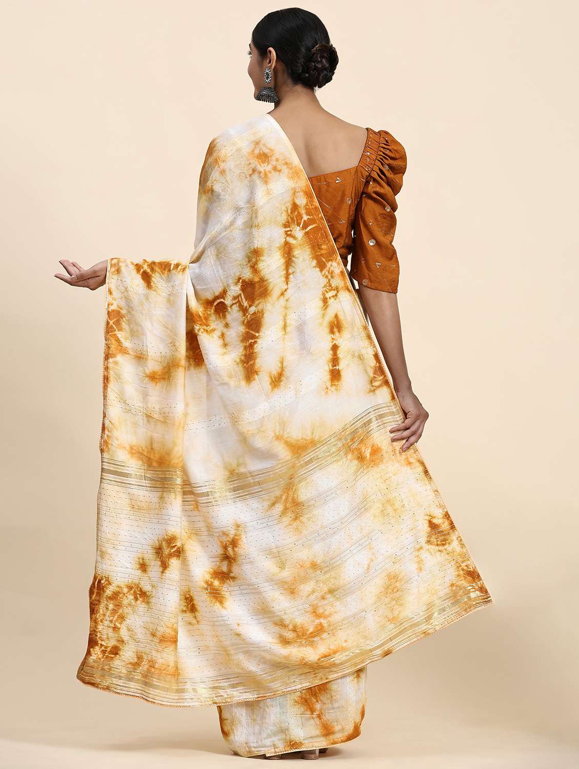 women's tie & dye yellow colored saree - 20040211 - Standard Image - 1