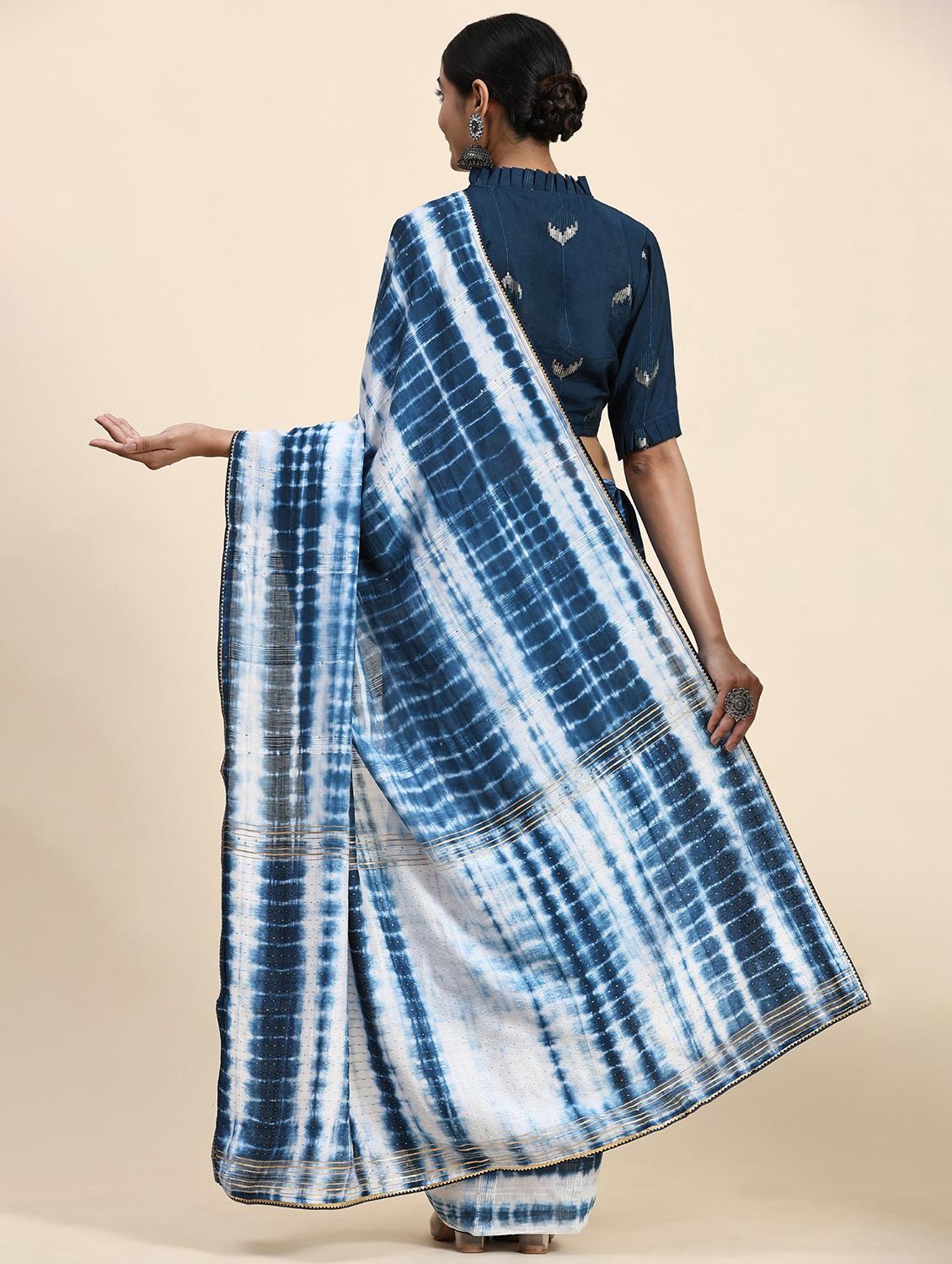 women's tie & dye blue colored saree - 20040212 - Standard Image - 1
