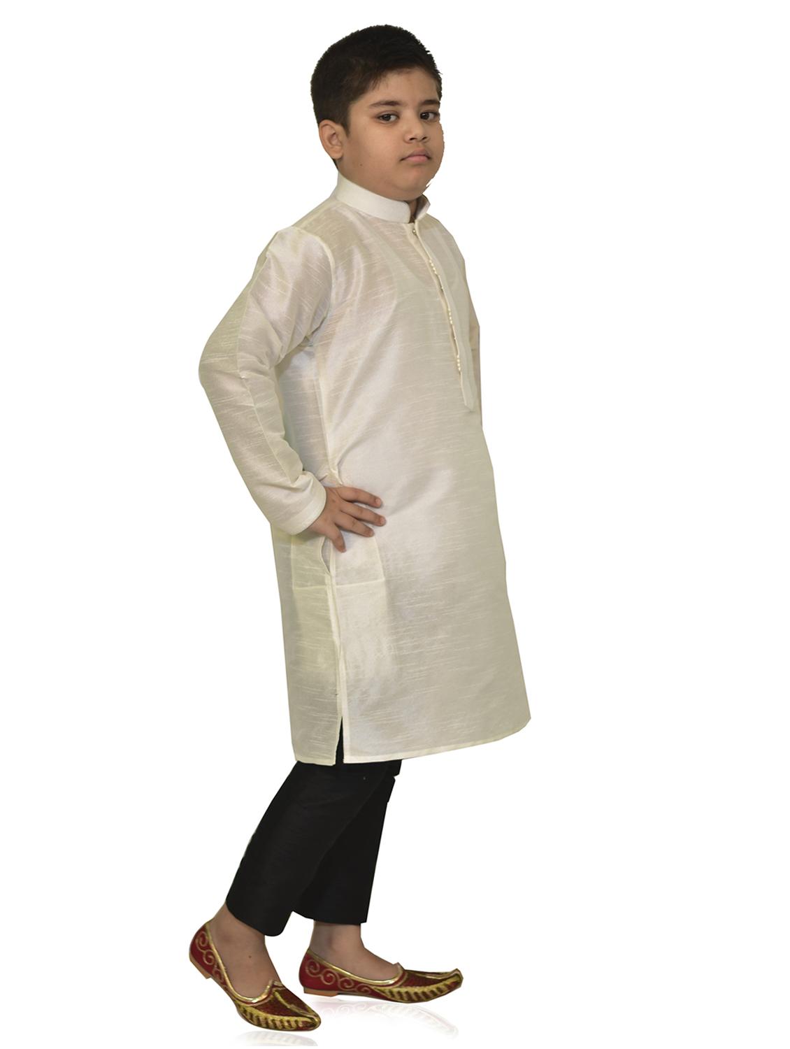 cream cotton kurta set - 20040364 - Standard Image - 1