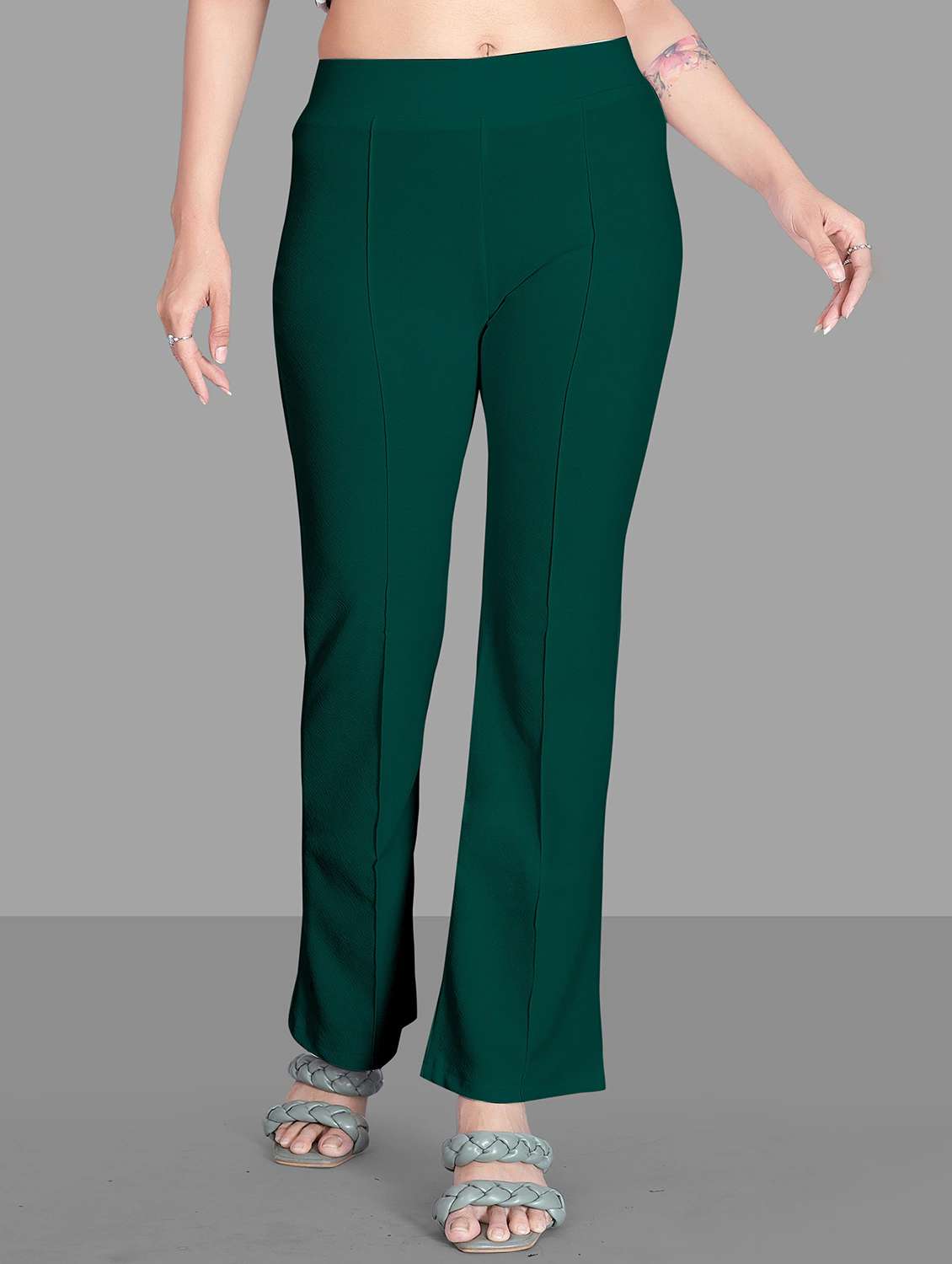 mid rise solid bootcut trouser