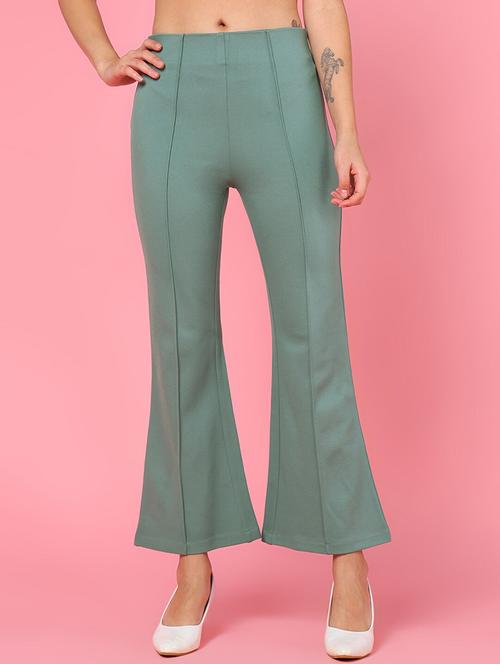 high rise solid bootcut trousers - 20040455 - Standard Image - 0