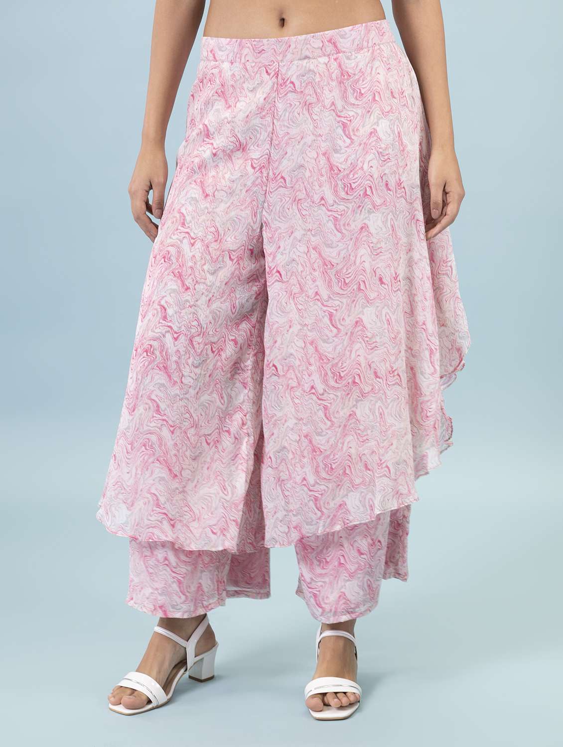 printed ruffled regular palazzo