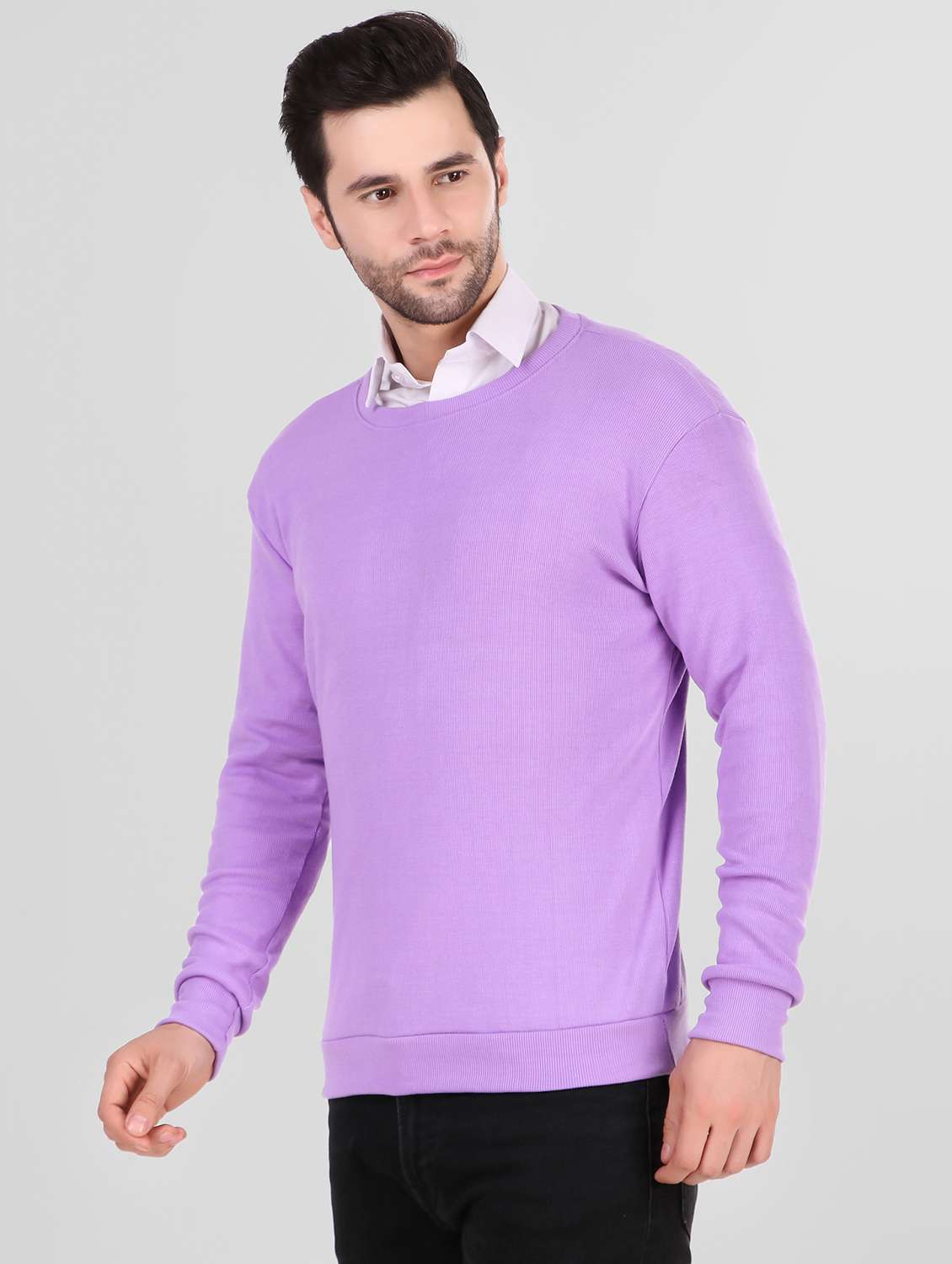 round neck solid pullover
