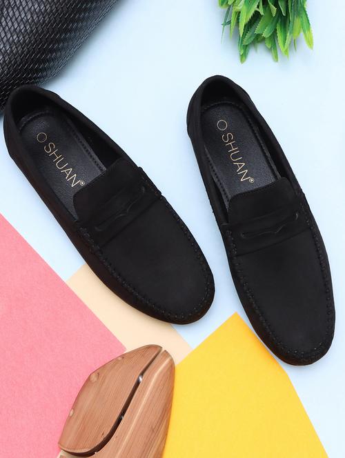 black solid slip-on loafers  - 20045100 -  Standard Image - 0