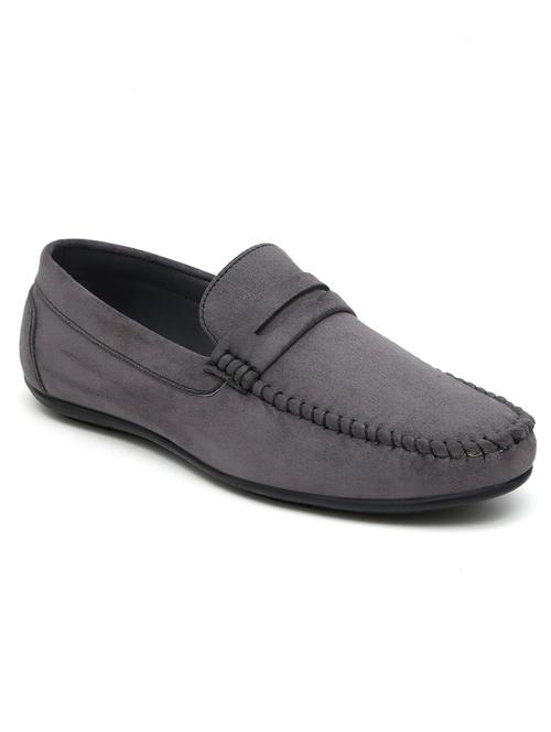 grey solid slip-on loafers  - 20045101 -  Standard Image - 0