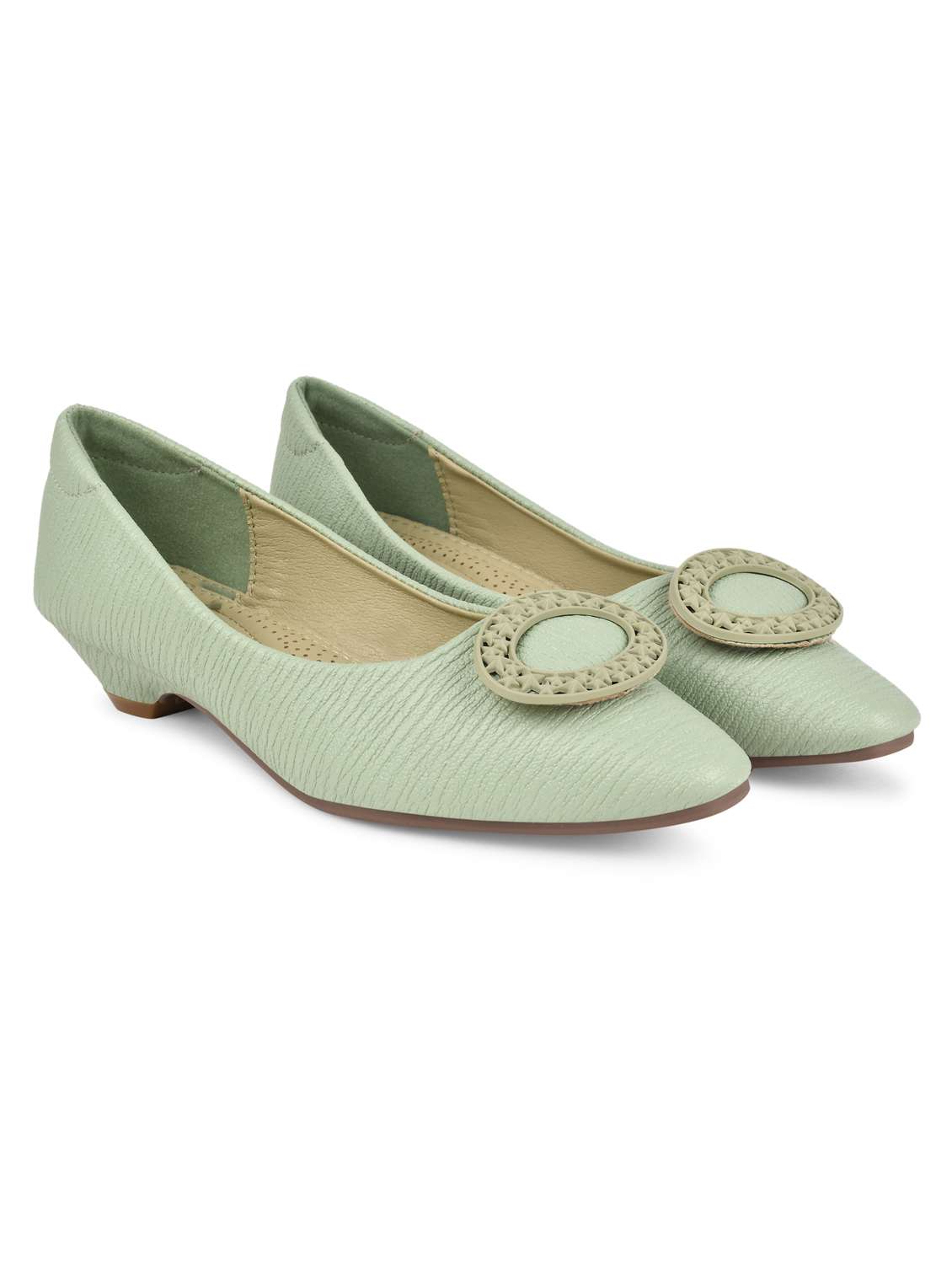 green slip on textured ballerina - 20045139 -  Standard Image - 1