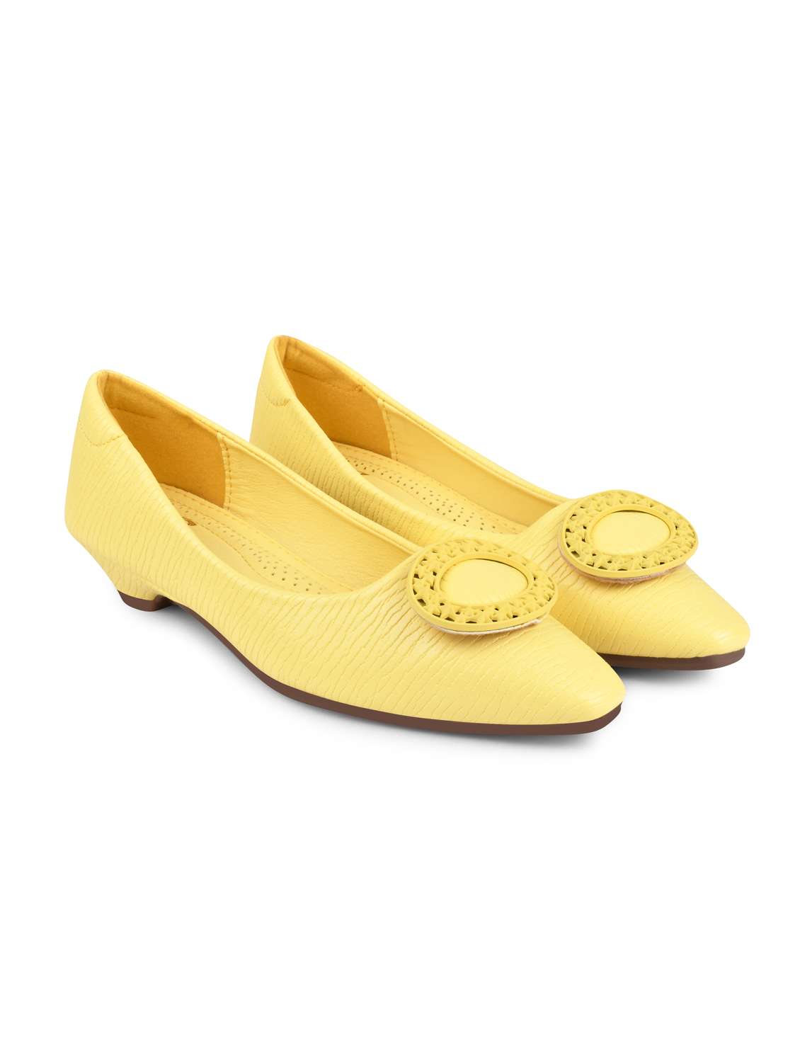 yellow slip on textured ballerina - 20045140 -  Standard Image - 1