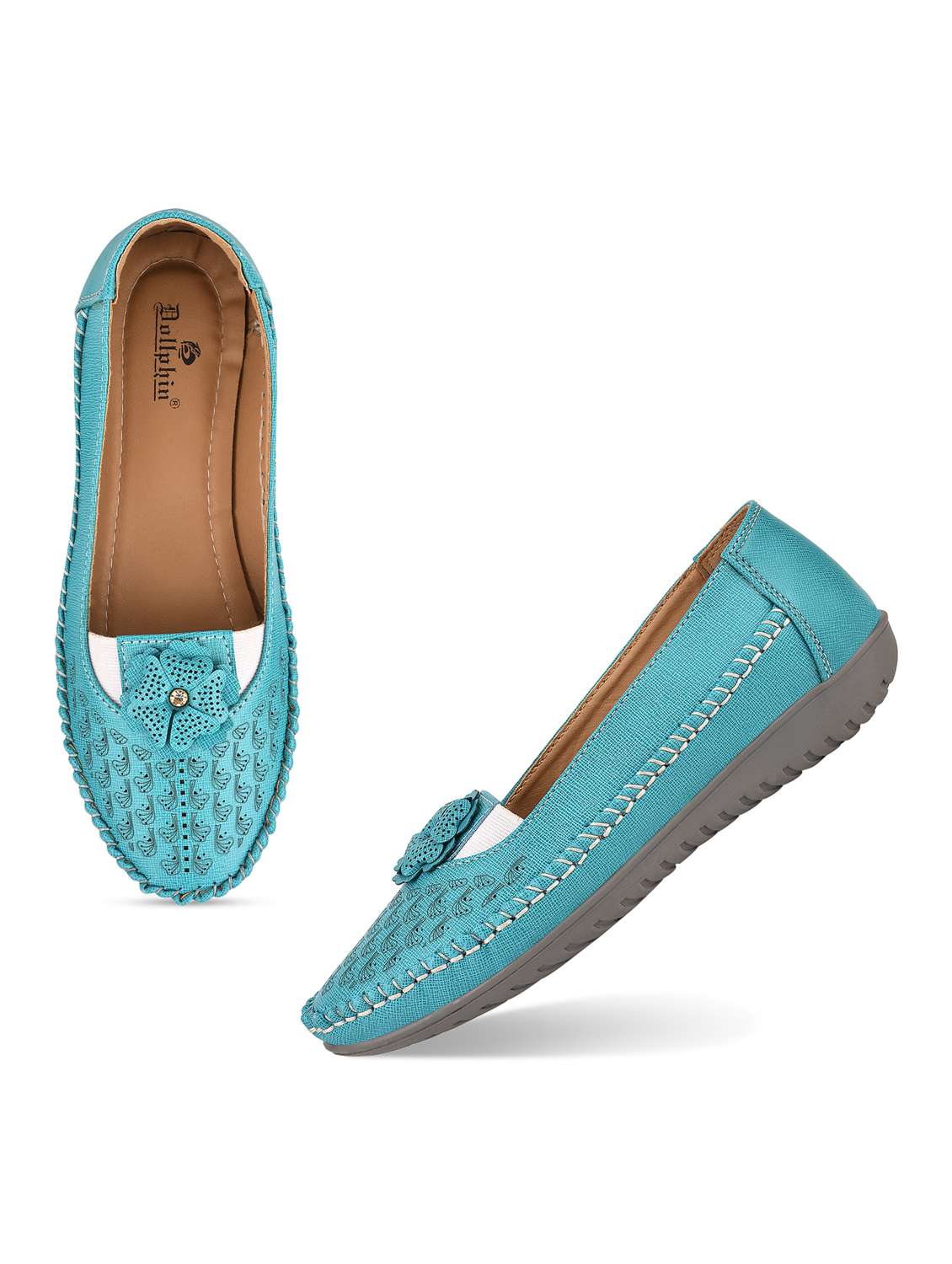 turquoise solid moccasin - 20045151 -  Standard Image - 4