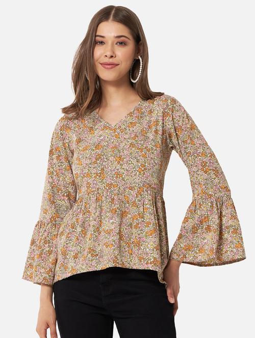 women v-neck floral peplum top - 20045198 -  Standard Image - 0