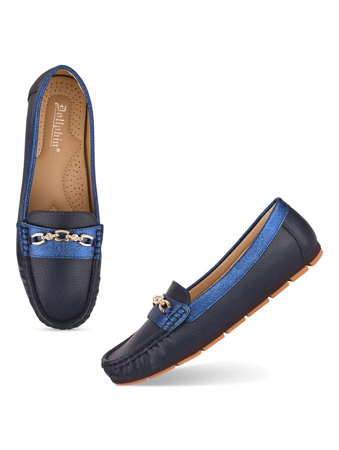 blue pu slip on loafers - 20045280 -  Standard Image - 4