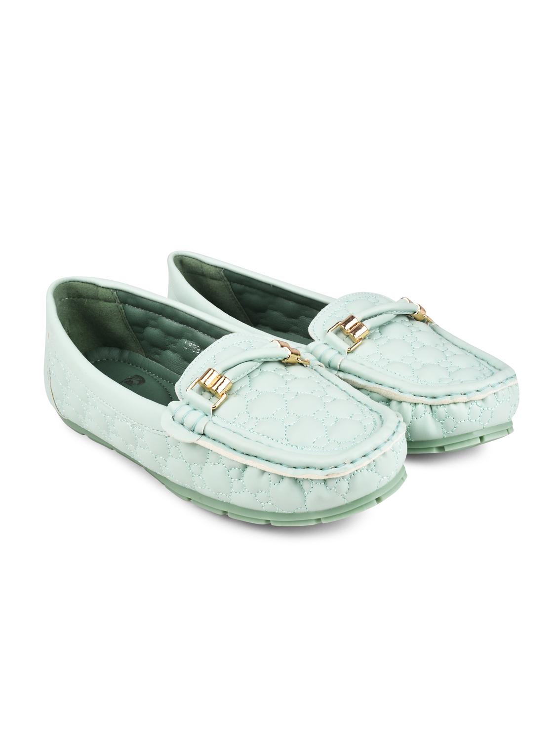 green pu slip on loafers - 20045287 - Standard Image - 1