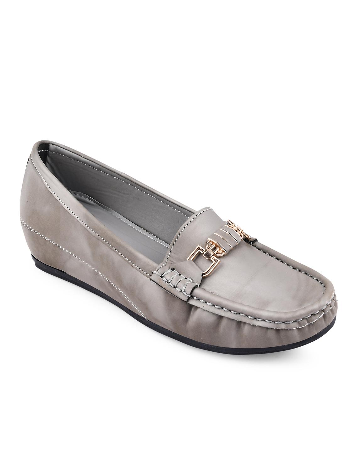 grey pu slip on loafers - 20045289 -  Standard Image - 1