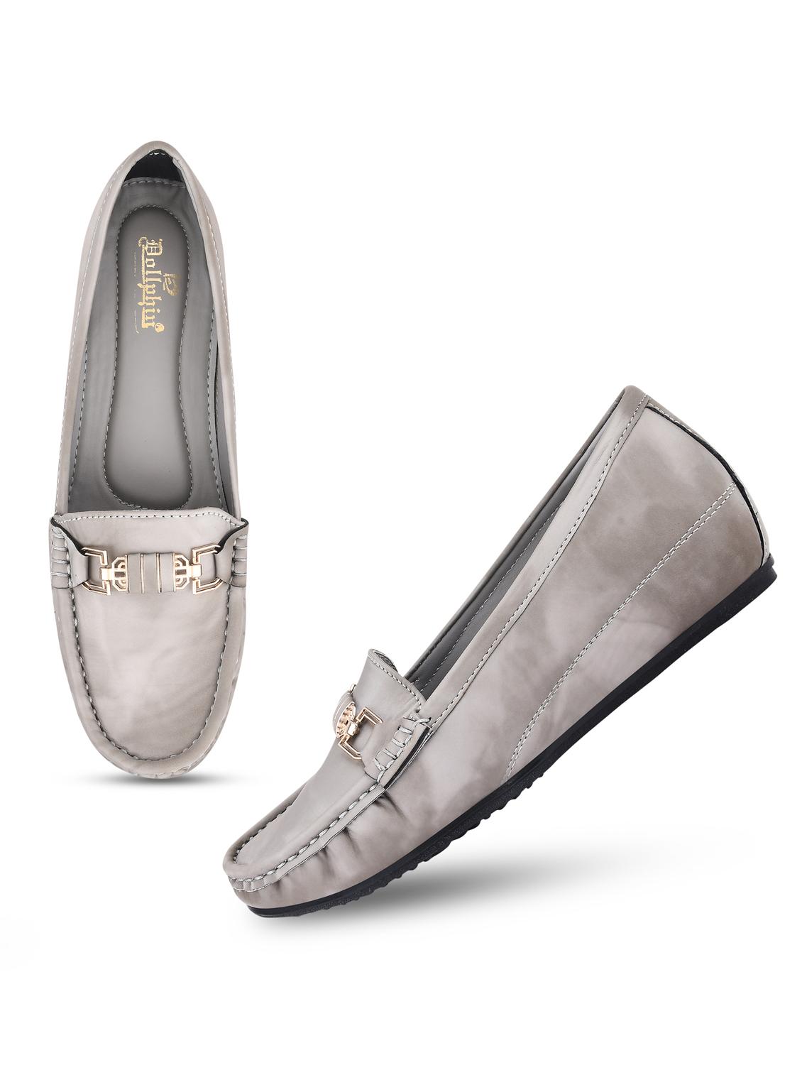 grey pu slip on loafers - 20045289 - Standard Image - 4