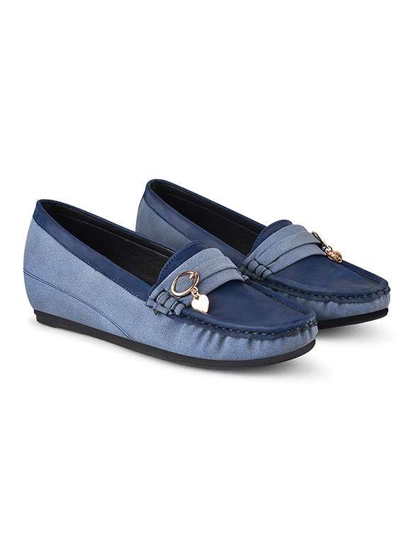 blue pu slip on loafers - 20045290 -  Standard Image - 1