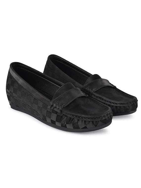 black pu slip on loafers - 20045292 -  Standard Image - 1