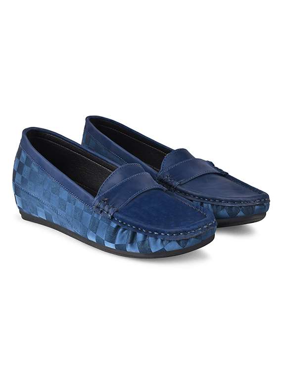 blue pu slip on loafers - 20045293 -  Standard Image - 1