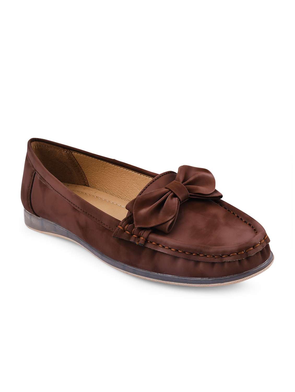 brown pu slip on loafers - 20045294 -  Standard Image - 1