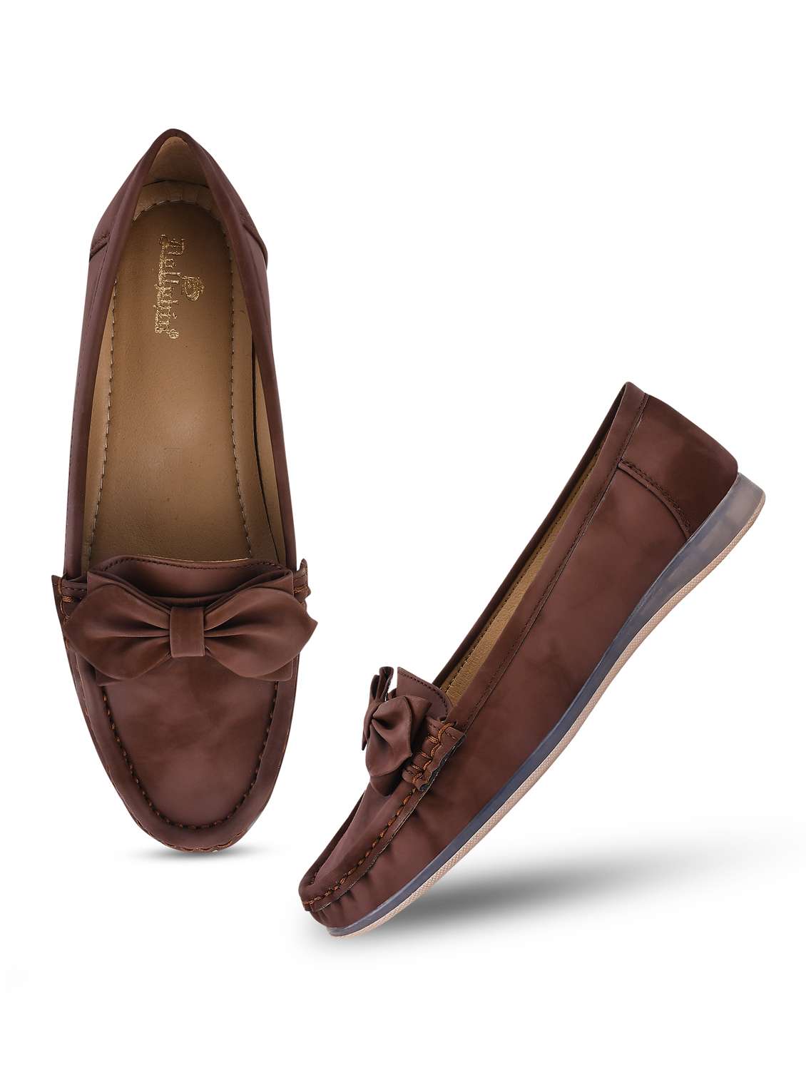 brown pu slip on loafers - 20045294 -  Standard Image - 4