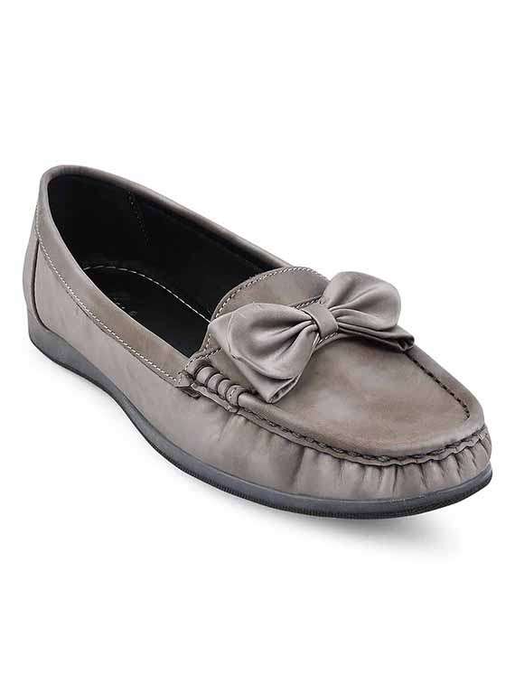 grey pu slip on loafers - 20045295 -  Standard Image - 1