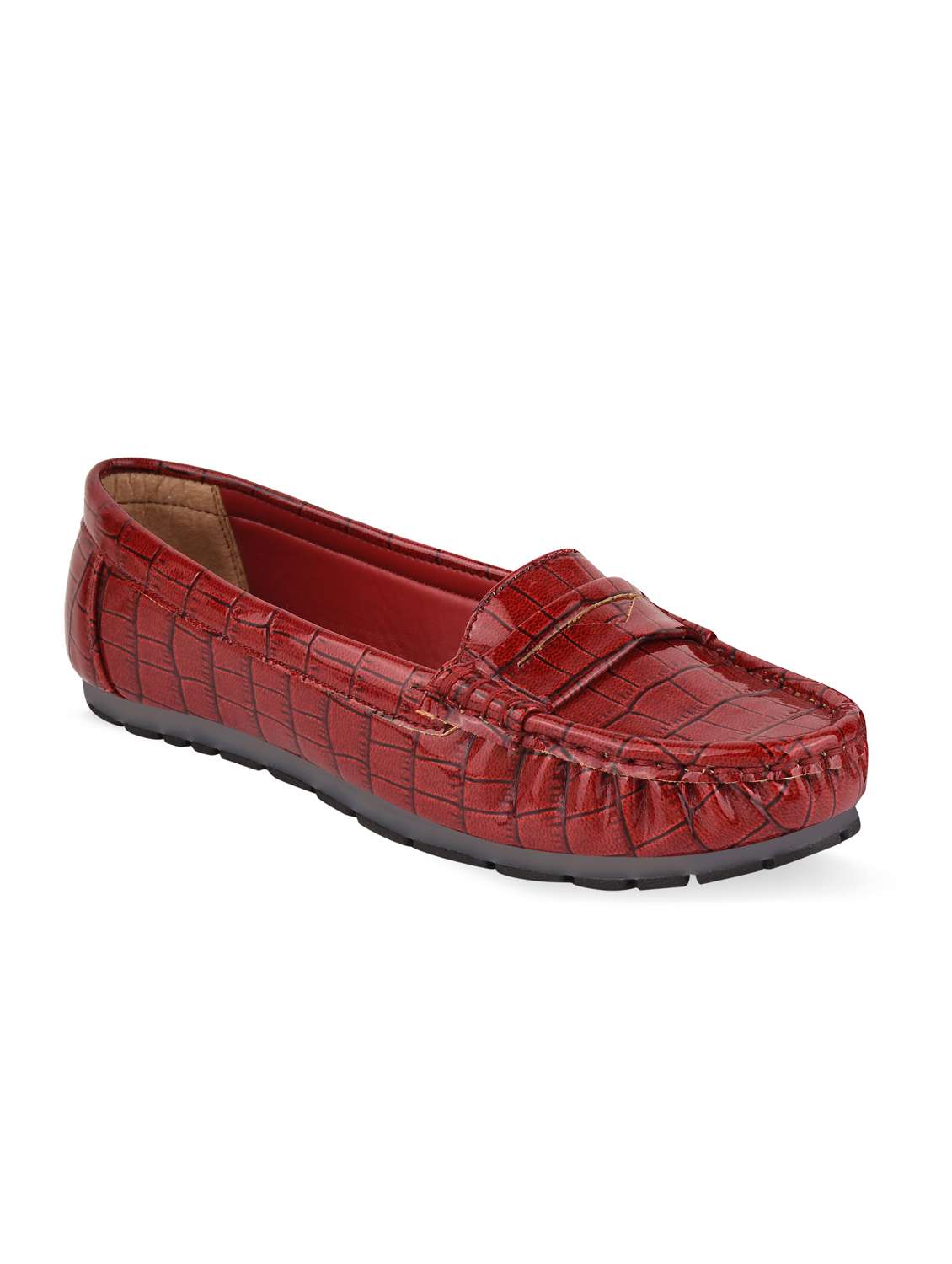 red leather slip on loafers - 20045300 -  Standard Image - 1