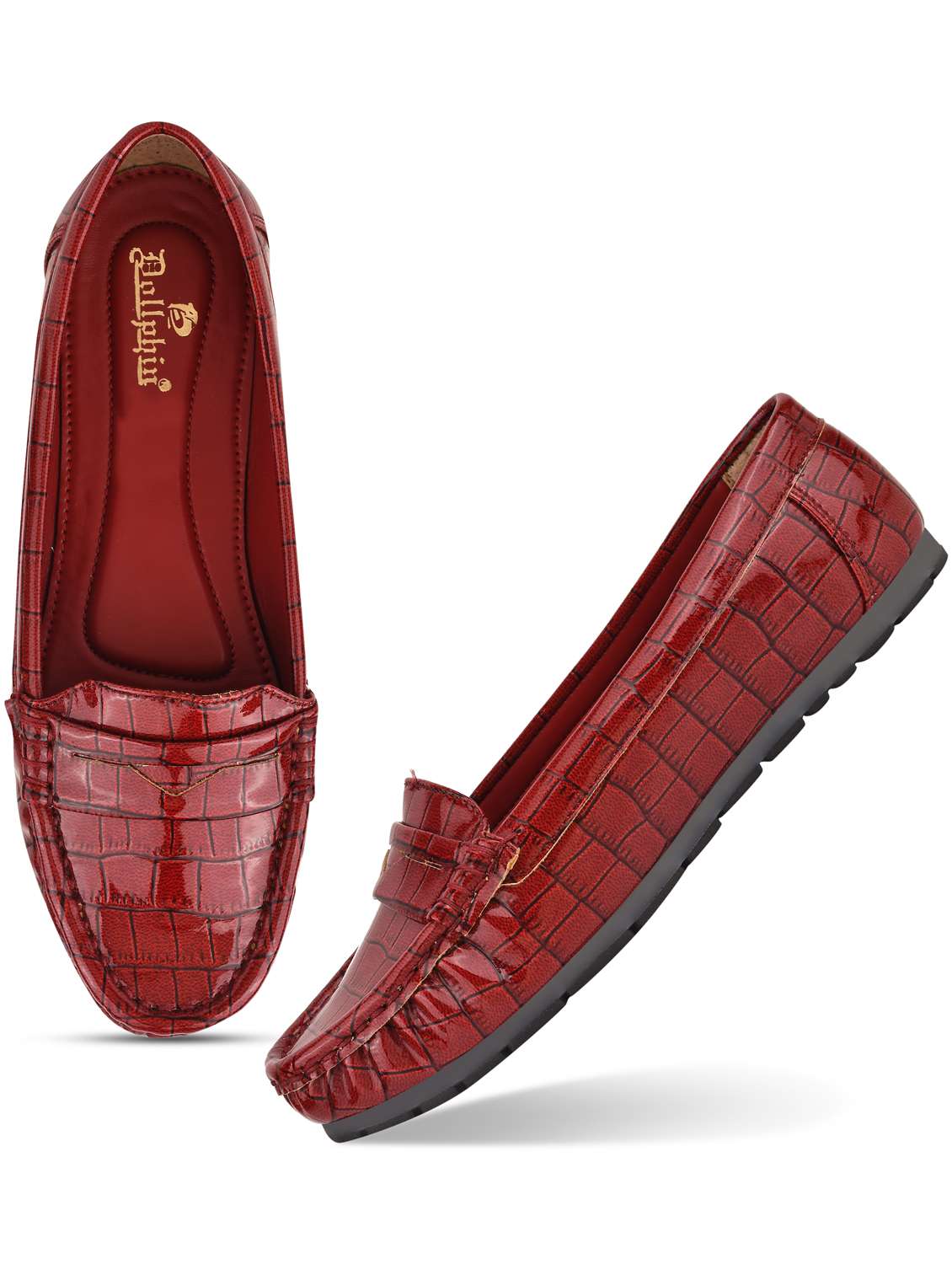 red leather slip on loafers - 20045300 -  Standard Image - 4