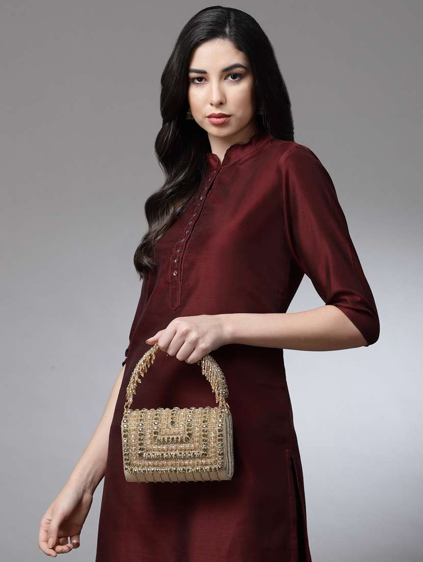 Nude Suede Fold Over Clutch