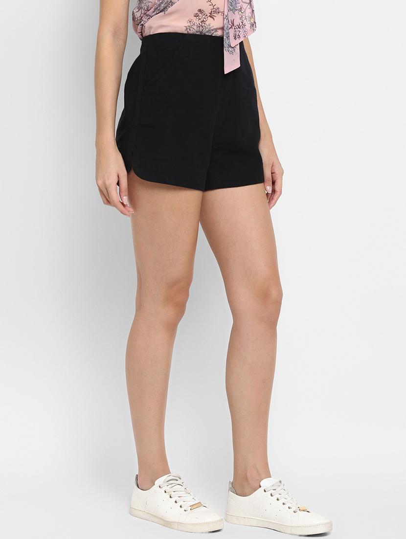 women solid viscose regular shorts - 20045601 -  Standard Image - 1