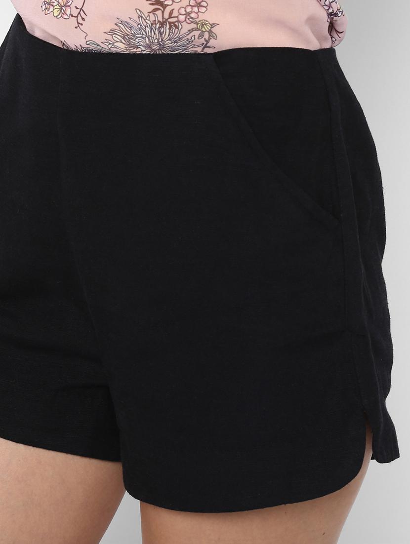 women solid viscose regular shorts - 20045601 - Standard Image - 4