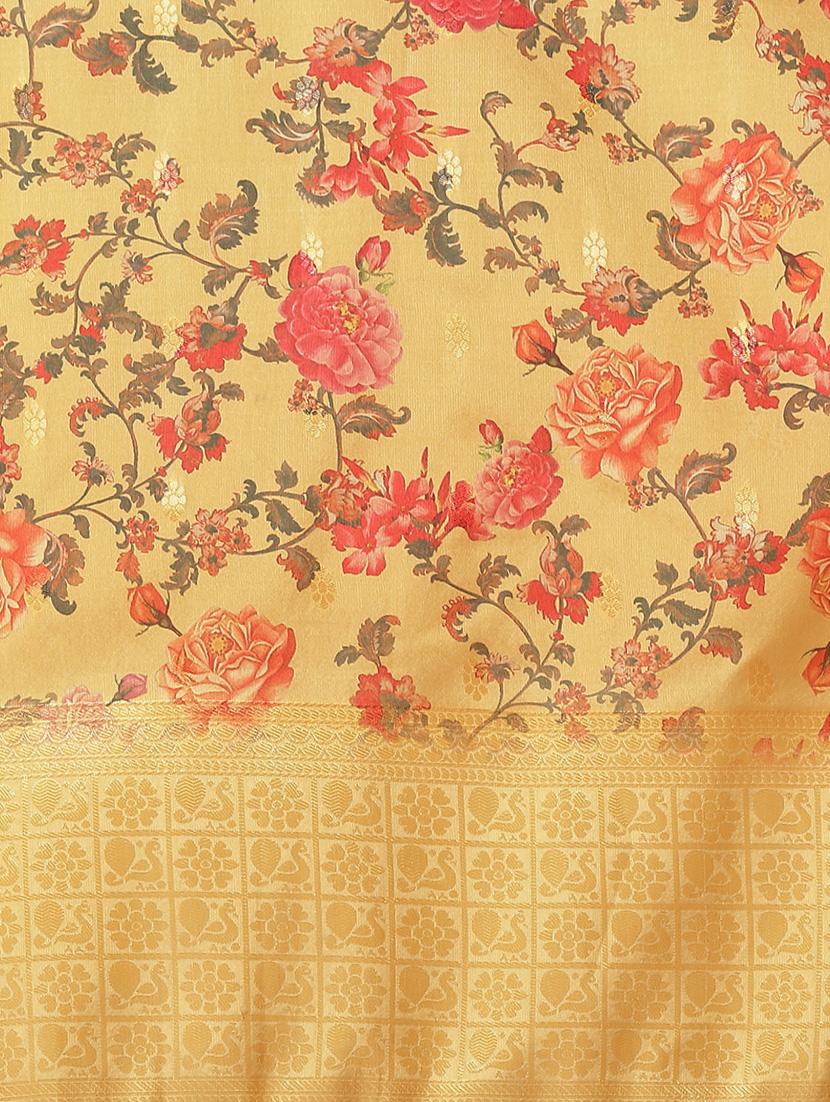 women's self design mustard colored saree with blouse - 20045937 - Standard Image - 4