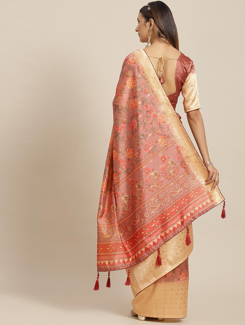women floral bordered saree with blouse - 20045939 - Standard Image - 1