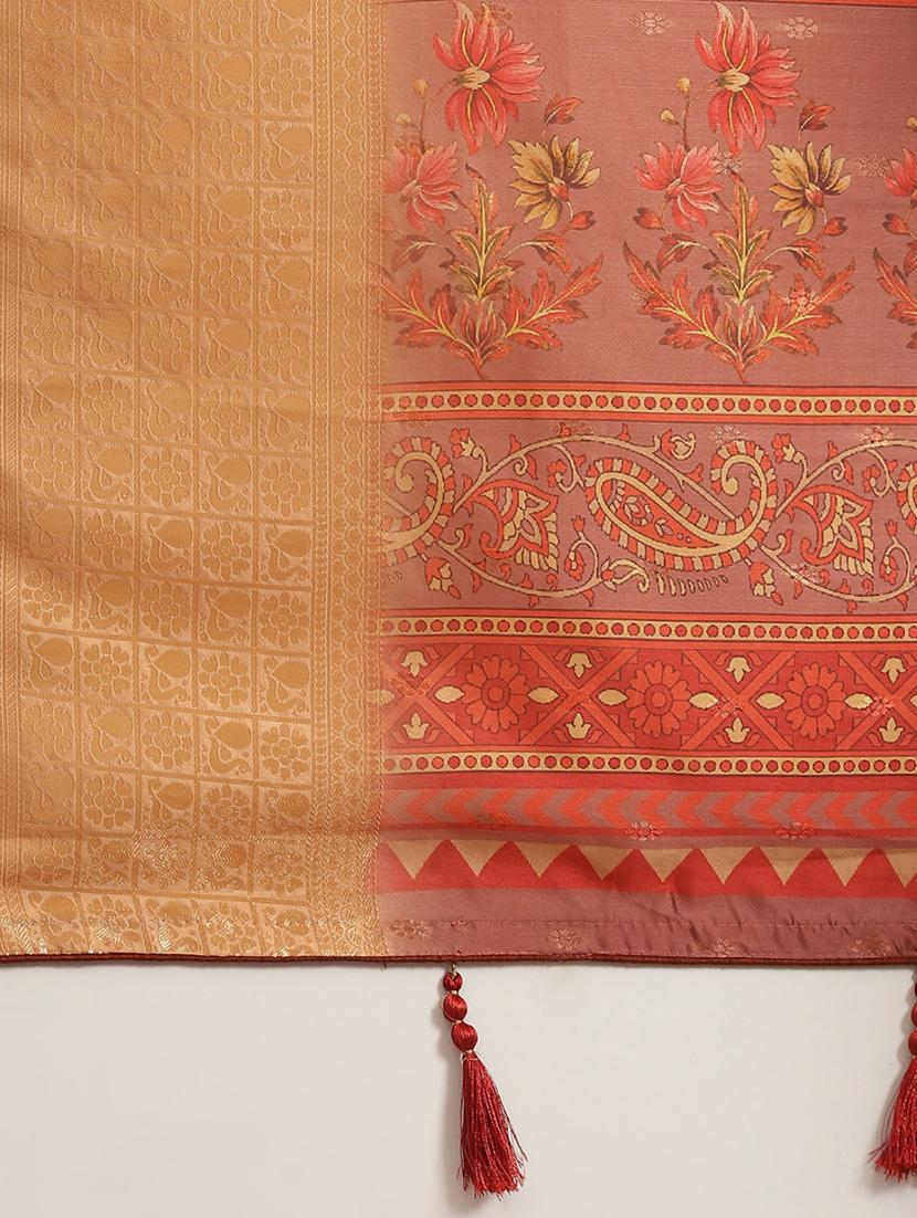 women floral bordered saree with blouse - 20045939 - Standard Image - 4