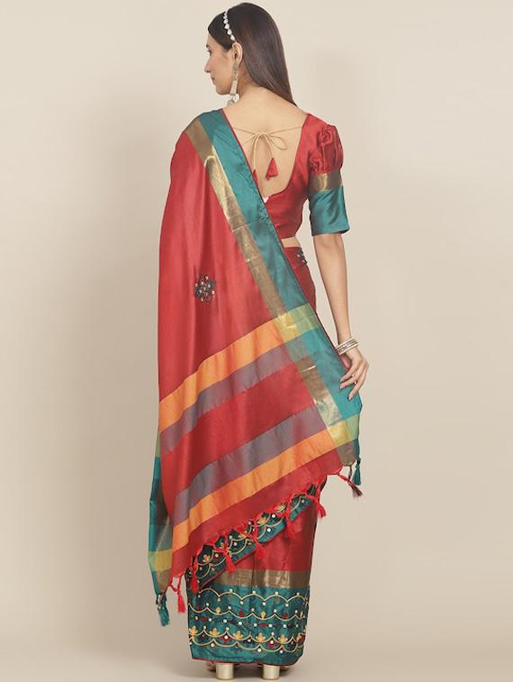 women's embroidered saree with blouse - 20045942 - Standard Image - 1