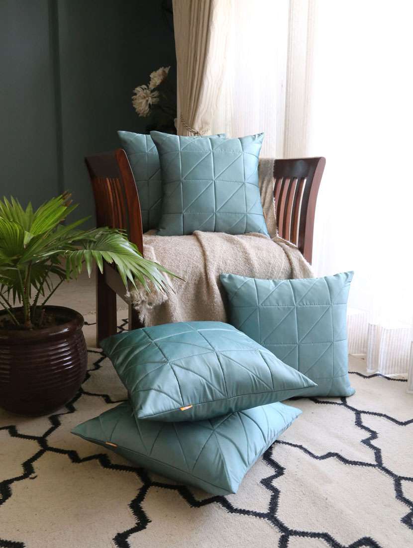 blue quilted cushion cover