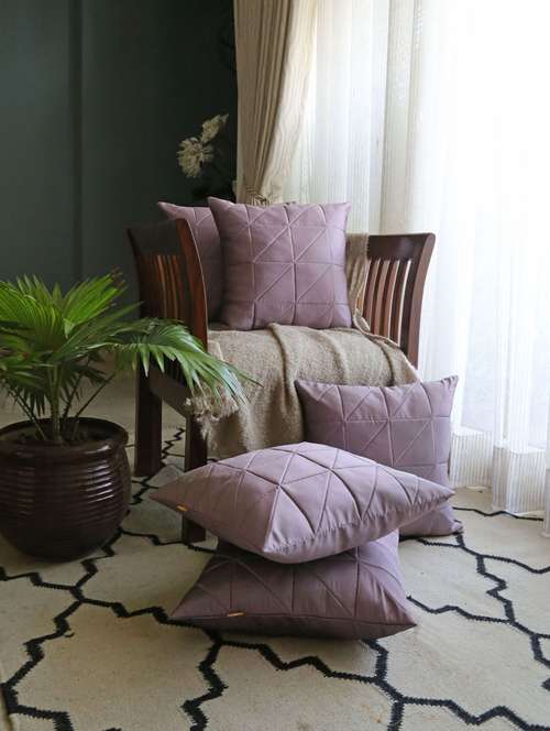purple quilted cushion cover - 20046242 -  Standard Image - 0