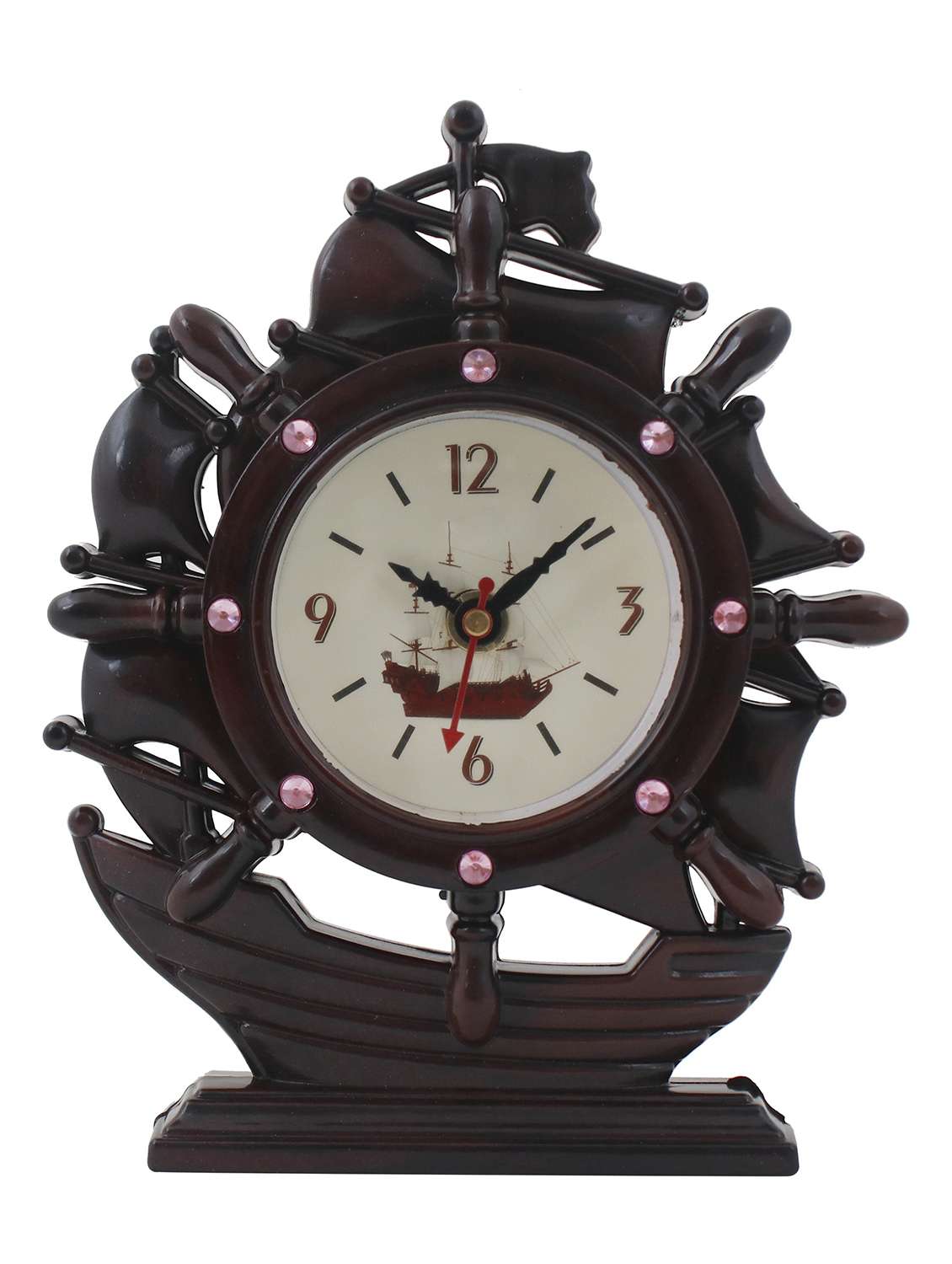 sigaram sailing ship wood finish table clock