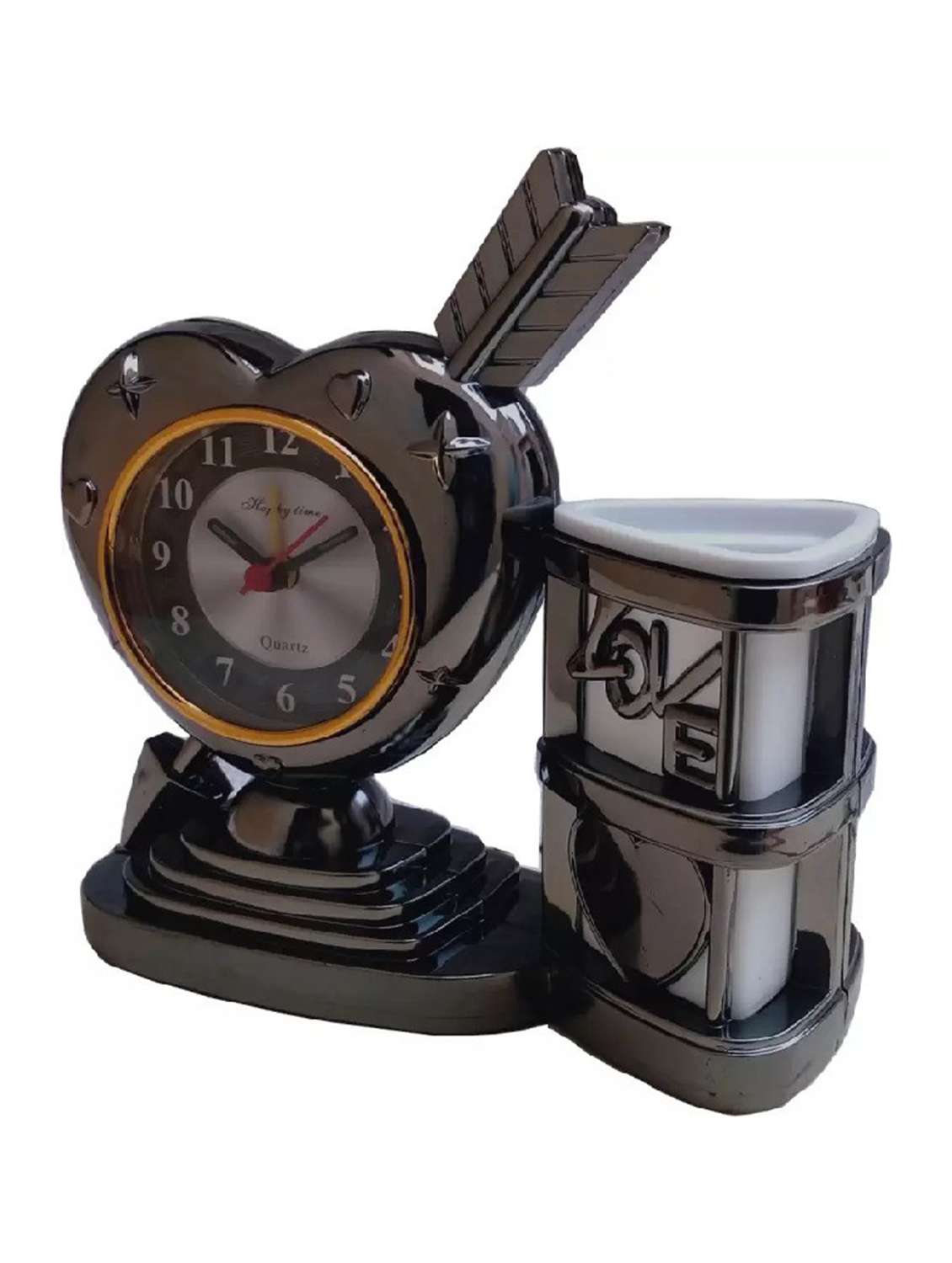 sigaram heart shaped dial alarm clock and desk organiser - 20047594 -  Standard Image - 1