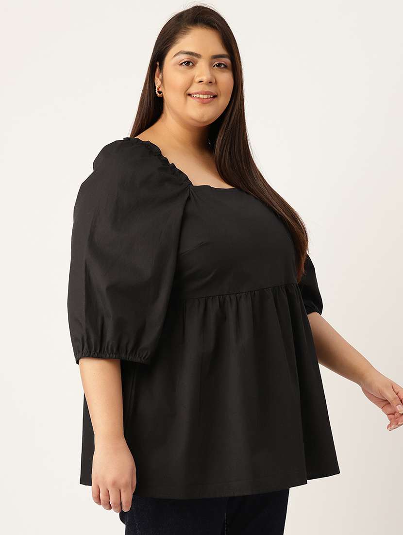 women's peplum square neck top - 20047712 - Standard Image - 1