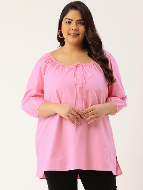 women's straight tie-up neck top - 20047717 - Standard Image - 0
