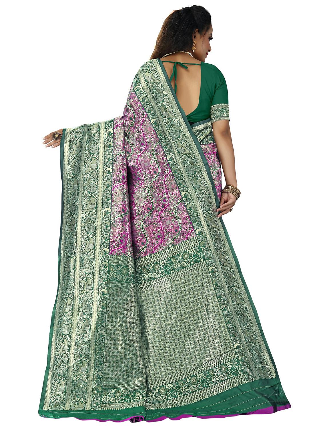 magenta silk blend kanjivaram saree with blouse - 20047741 - Standard Image - 1