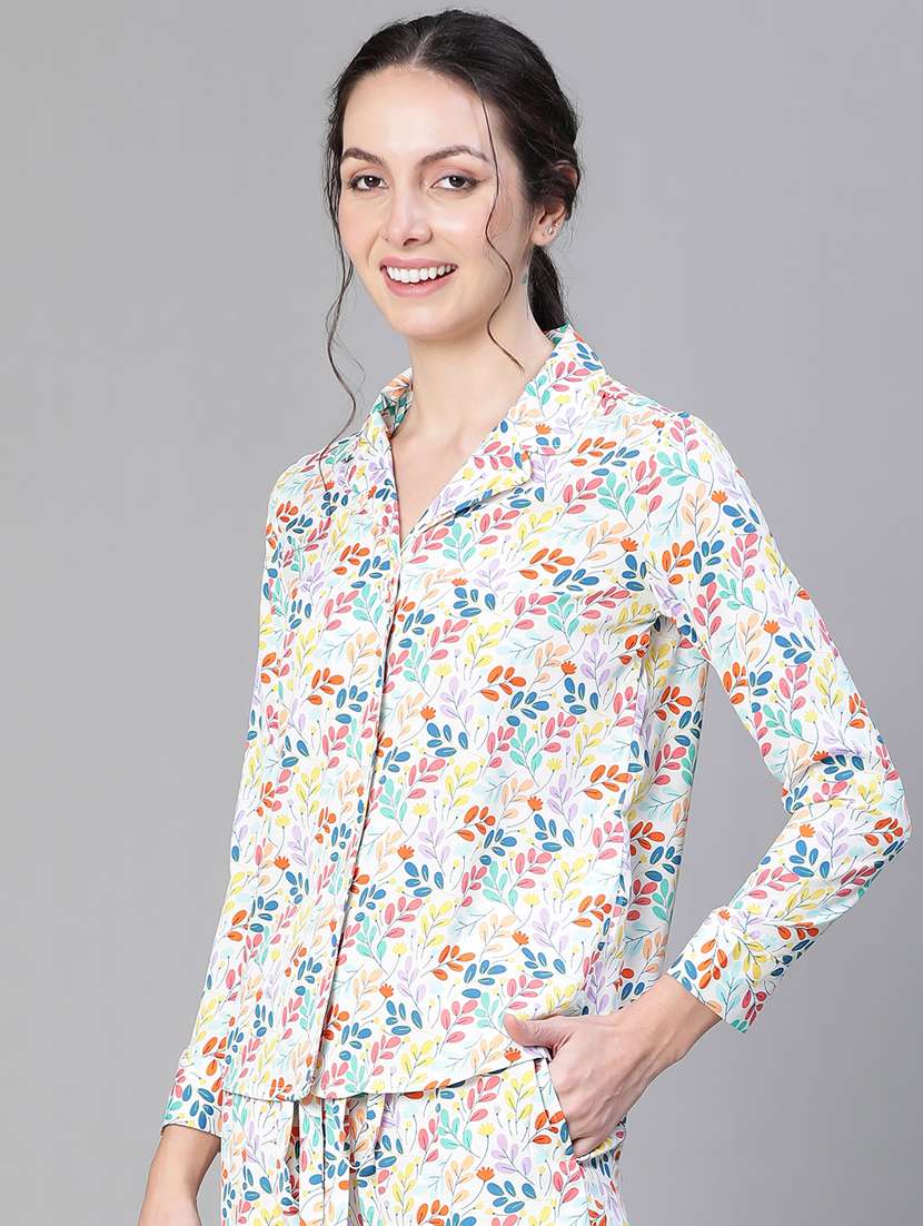women printed sleepwear shirt - 20047877 -  Standard Image - 1