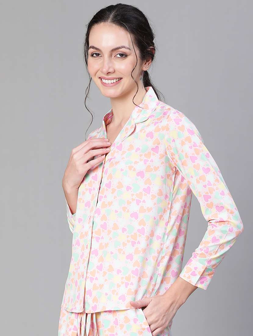 women white printed pyjama set - 20047878 - Standard Image - 1