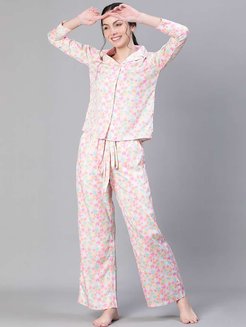 women white printed pyjama set - 20047878 - Standard Image - 4