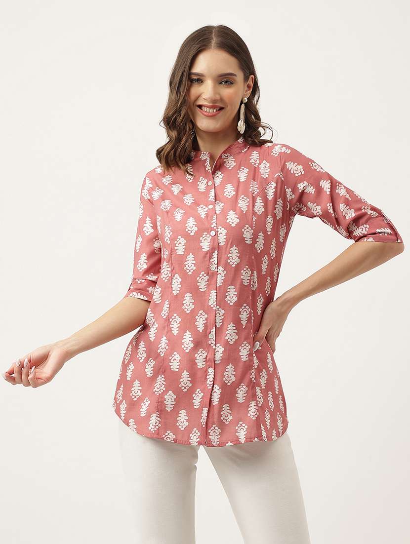 orange rayon shirt tunic