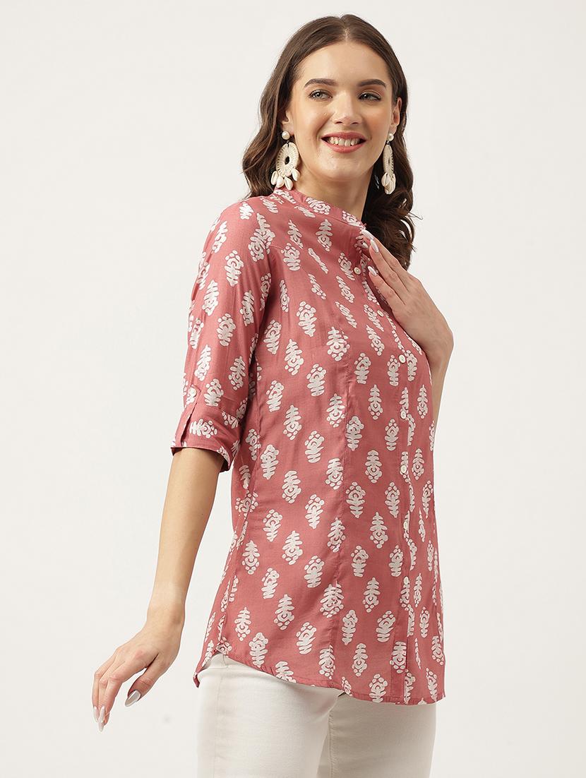 orange rayon shirt tunic - 20048015 - Standard Image - 1