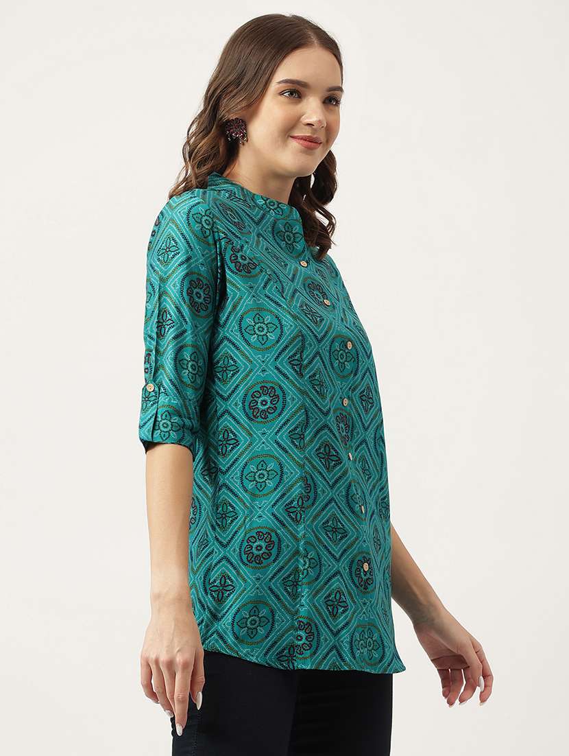 green silk blend shirt tunic - 20048022 -  Standard Image - 1