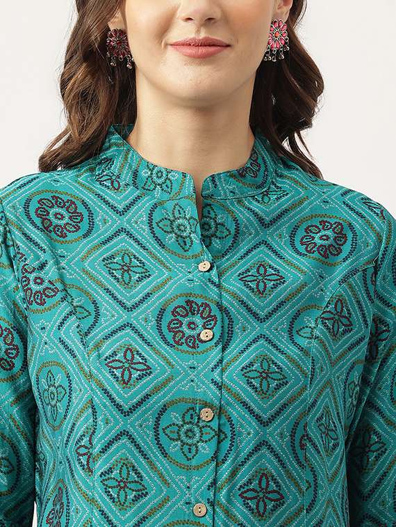 green silk blend shirt tunic - 20048022 - Standard Image - 4